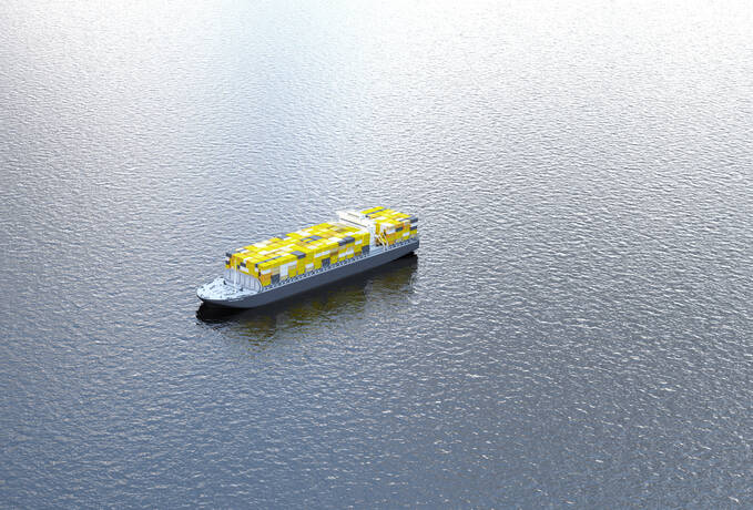 Containerschiff Vogelperspektive